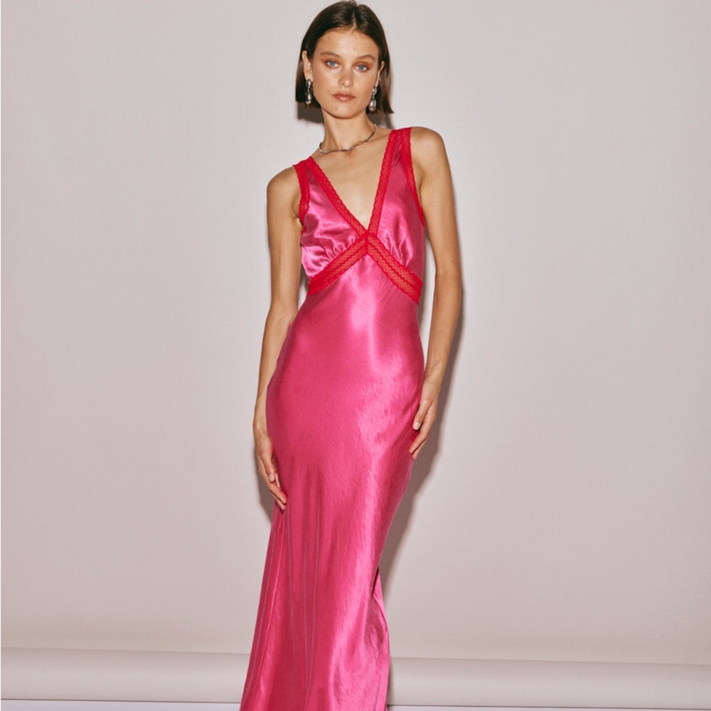 VRG GRL - meet me on the dance floor bias cut maxi dress - fuchsia